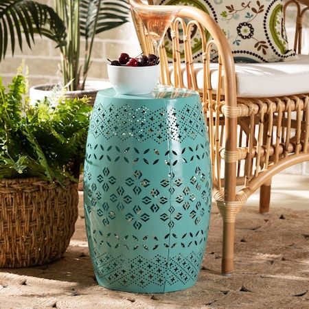 Baxton Studio Lavinia ModernTeal Finished Metal Outdoor Side Table 193-12110-ZORO